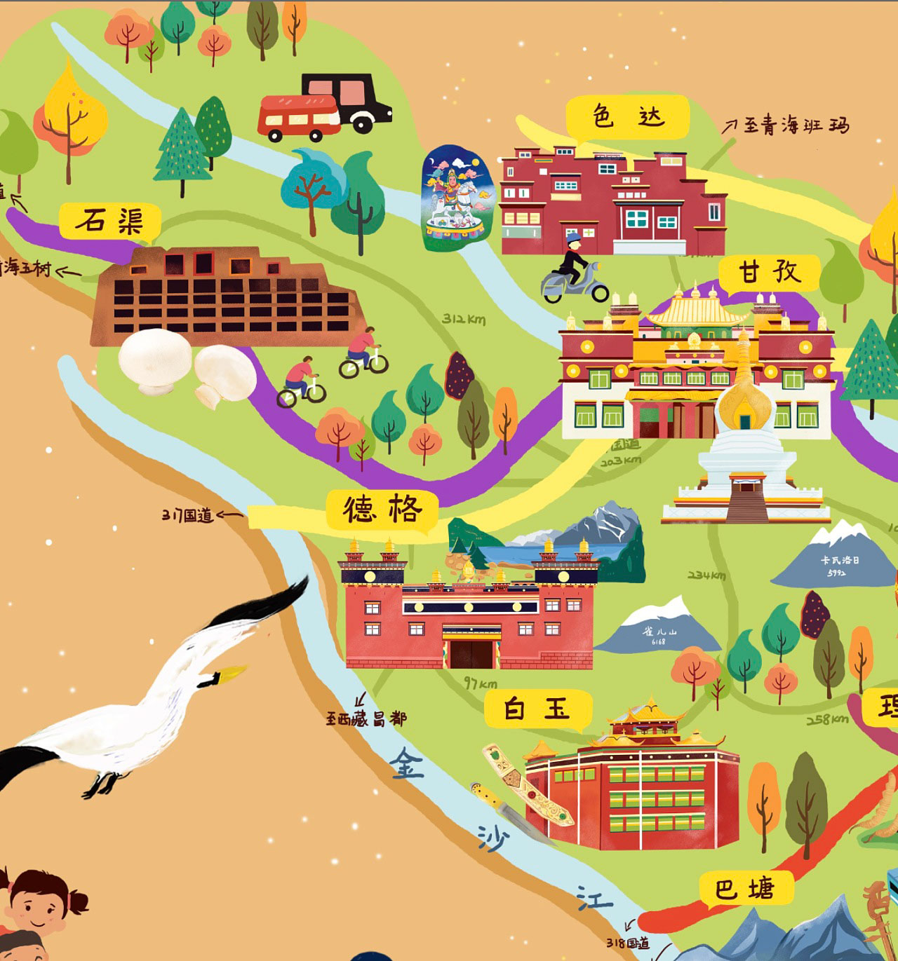 竹山手绘地图景区的文化宝库